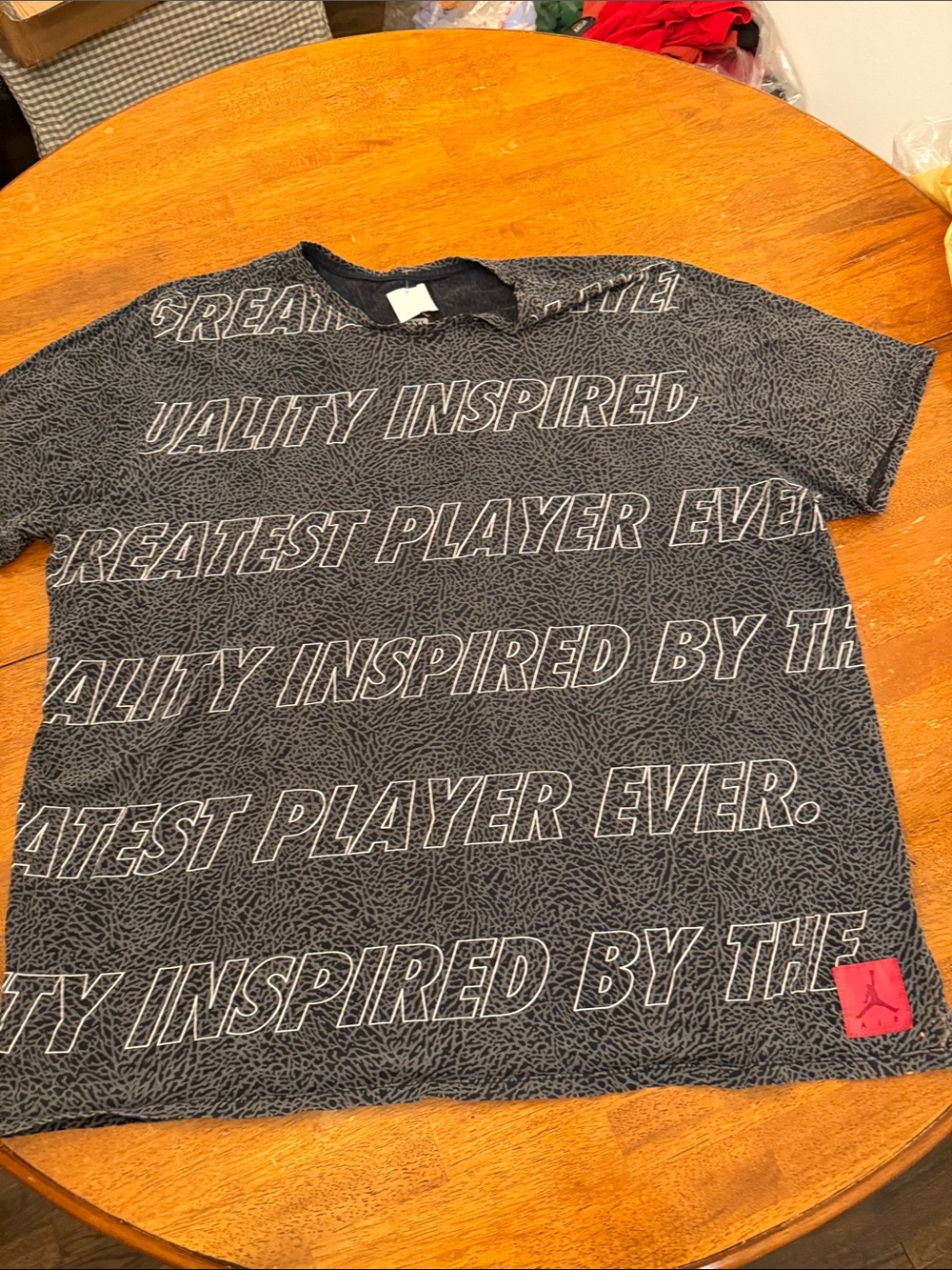 Jordan Black All-Over Text Short-Sleeve Tee with Red Jumpman Patch xxxl
